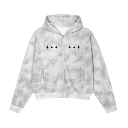 EXOTIC SNOW WASH 3STAR ZIP HOODIE